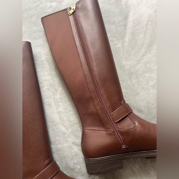 Coach Farrah Riding Boots Walnut Brown Leather Knee High Women’s 8 NEW Zip - Picture 4 of 7